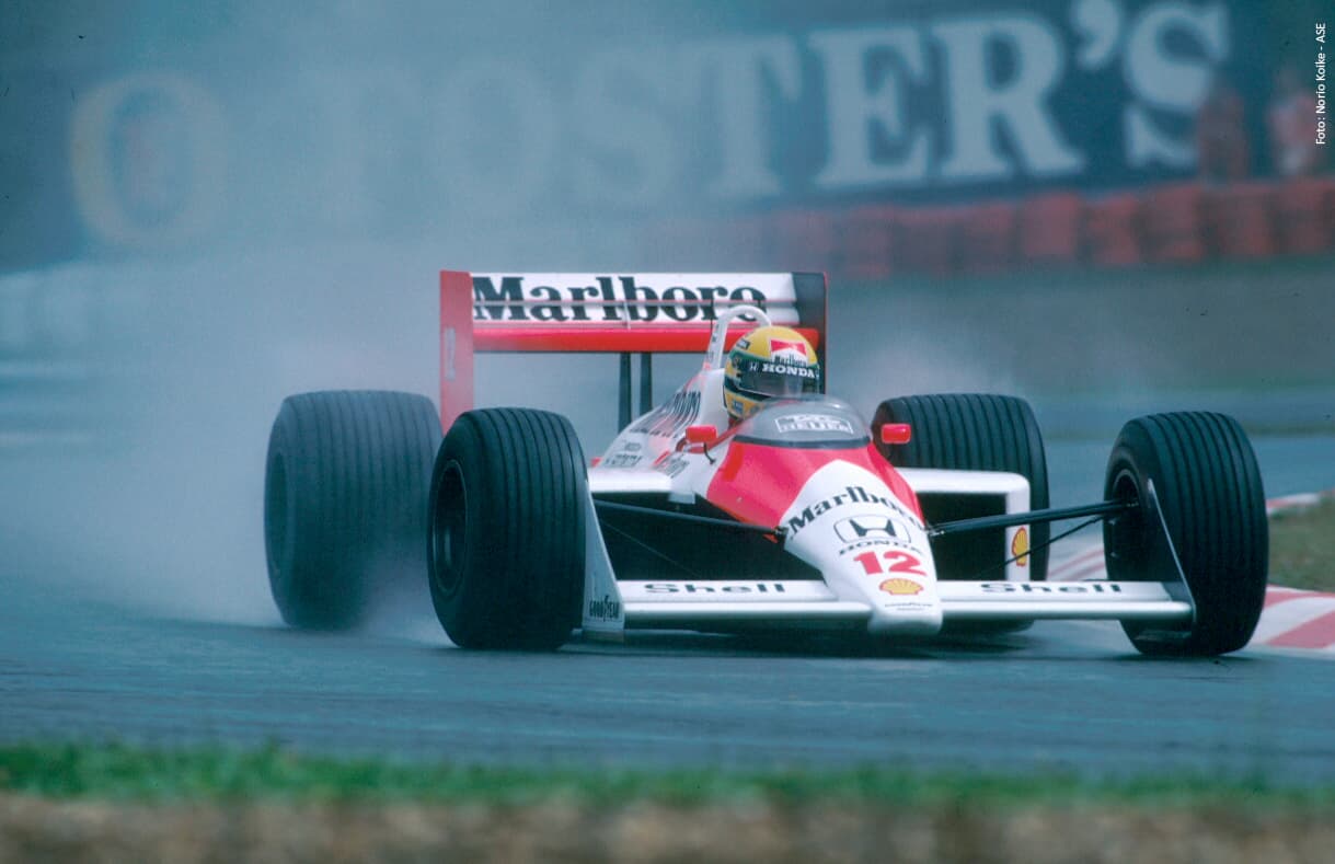 The dominant McLaren MP4/4. Driven by Ayrton Senna in 1988.